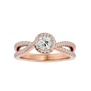 RX Twisted Engagement Ring Halo Diamond Setting