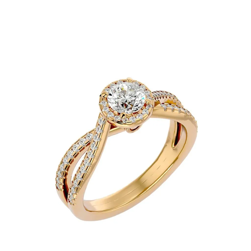 RX Twisted Engagement Ring Halo Diamond Setting