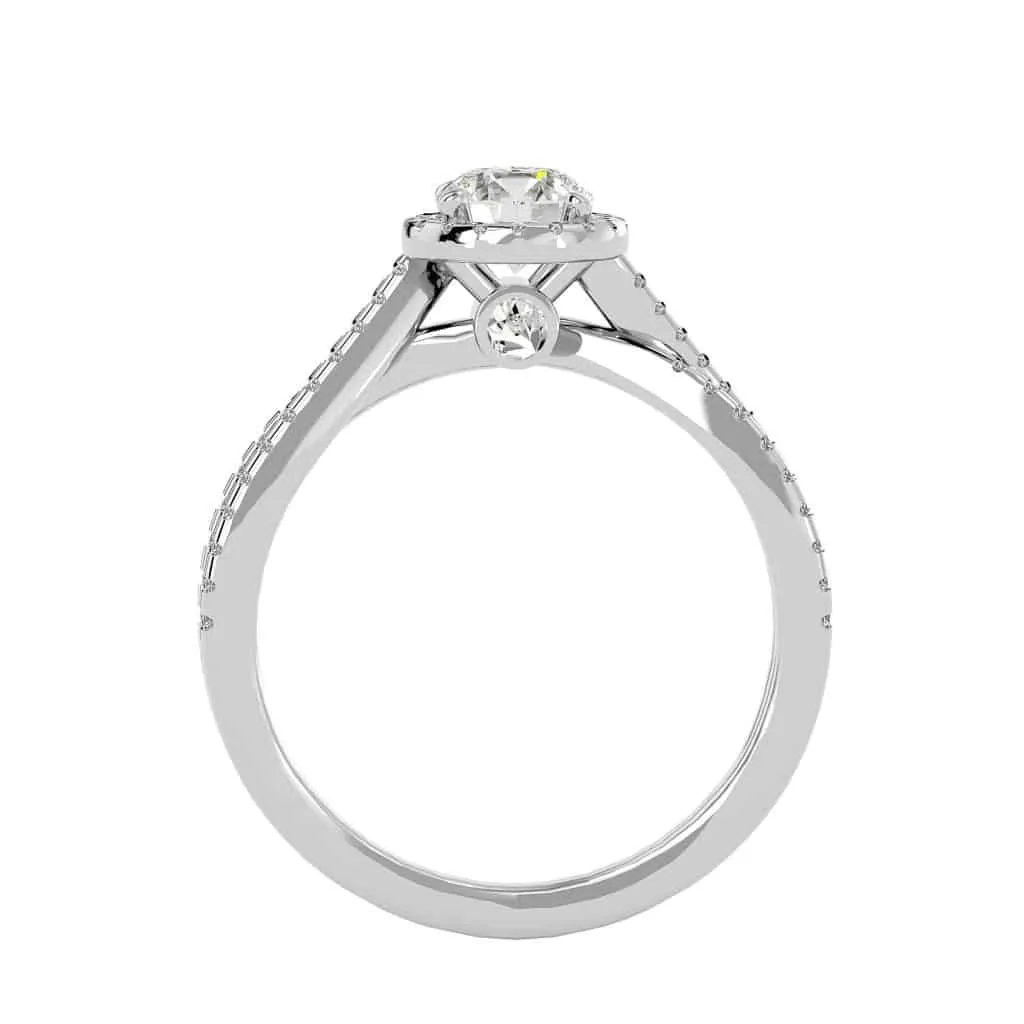 RX Twisted Engagement Ring Halo Diamond Setting