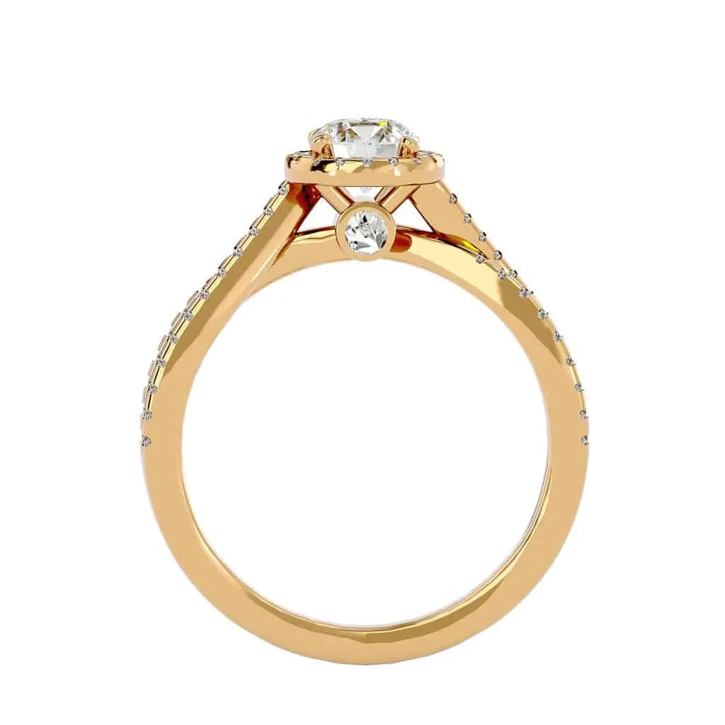 RX Twisted Engagement Ring Halo Diamond Setting