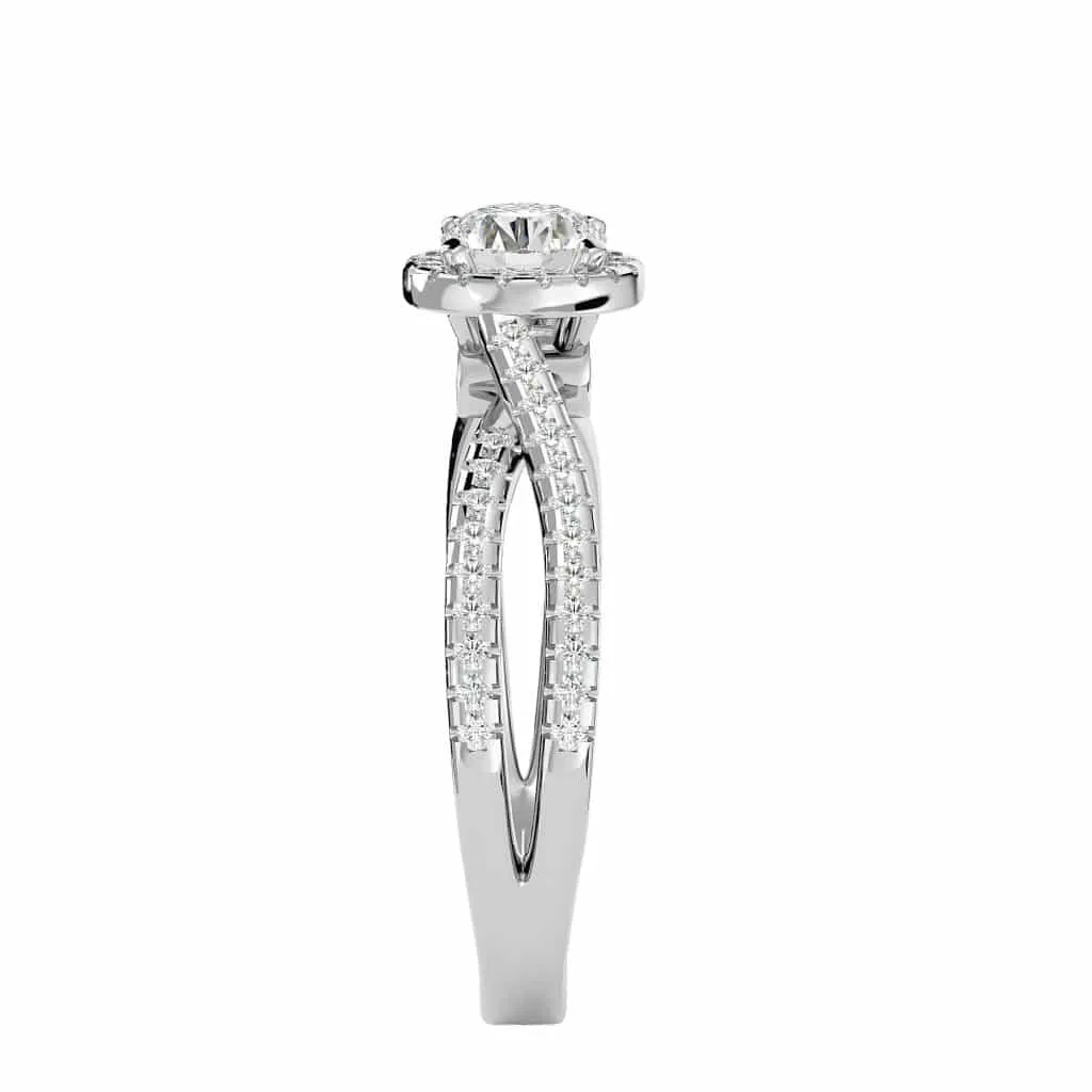 RX Twisted Engagement Ring Halo Diamond Setting