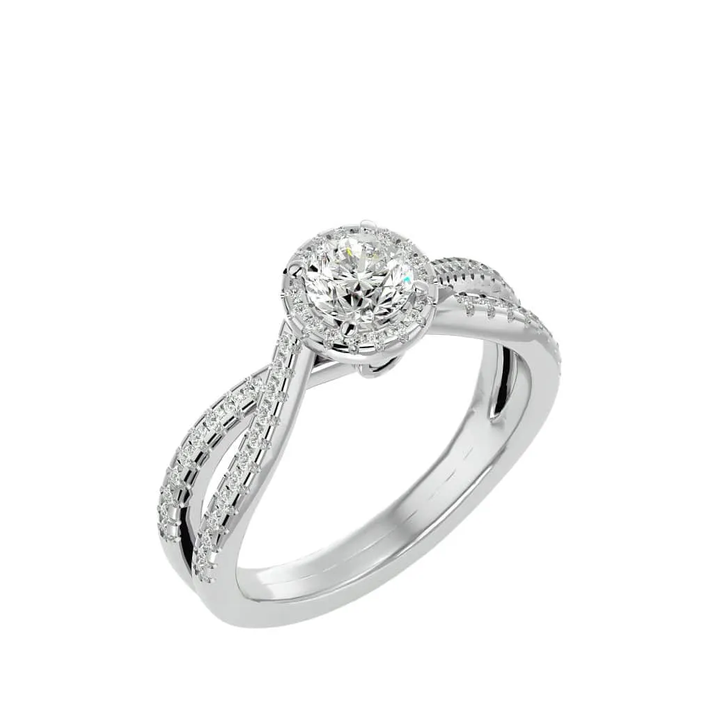 RX Twisted Engagement Ring Halo Diamond Setting