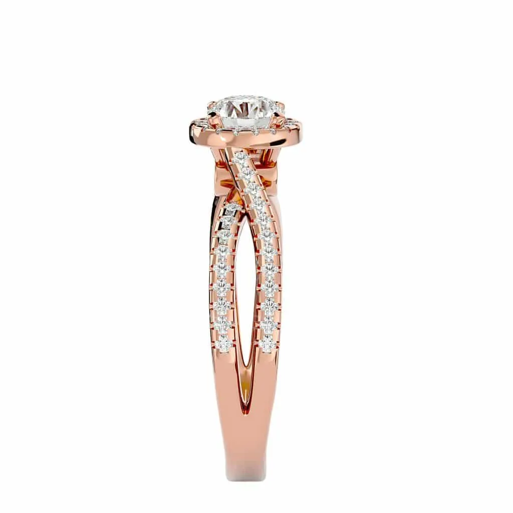 RX Twisted Engagement Ring Halo Diamond Setting