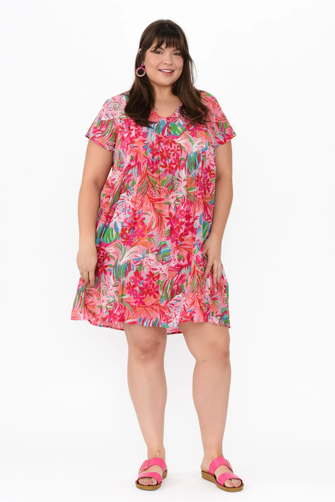 Sabina Pink Petal Crinkle Cotton Dress