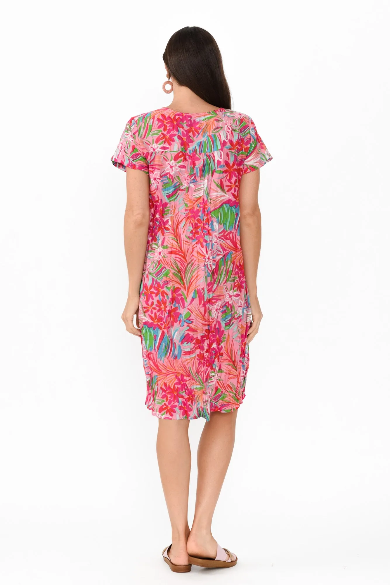 Sabina Pink Petal Crinkle Cotton Dress