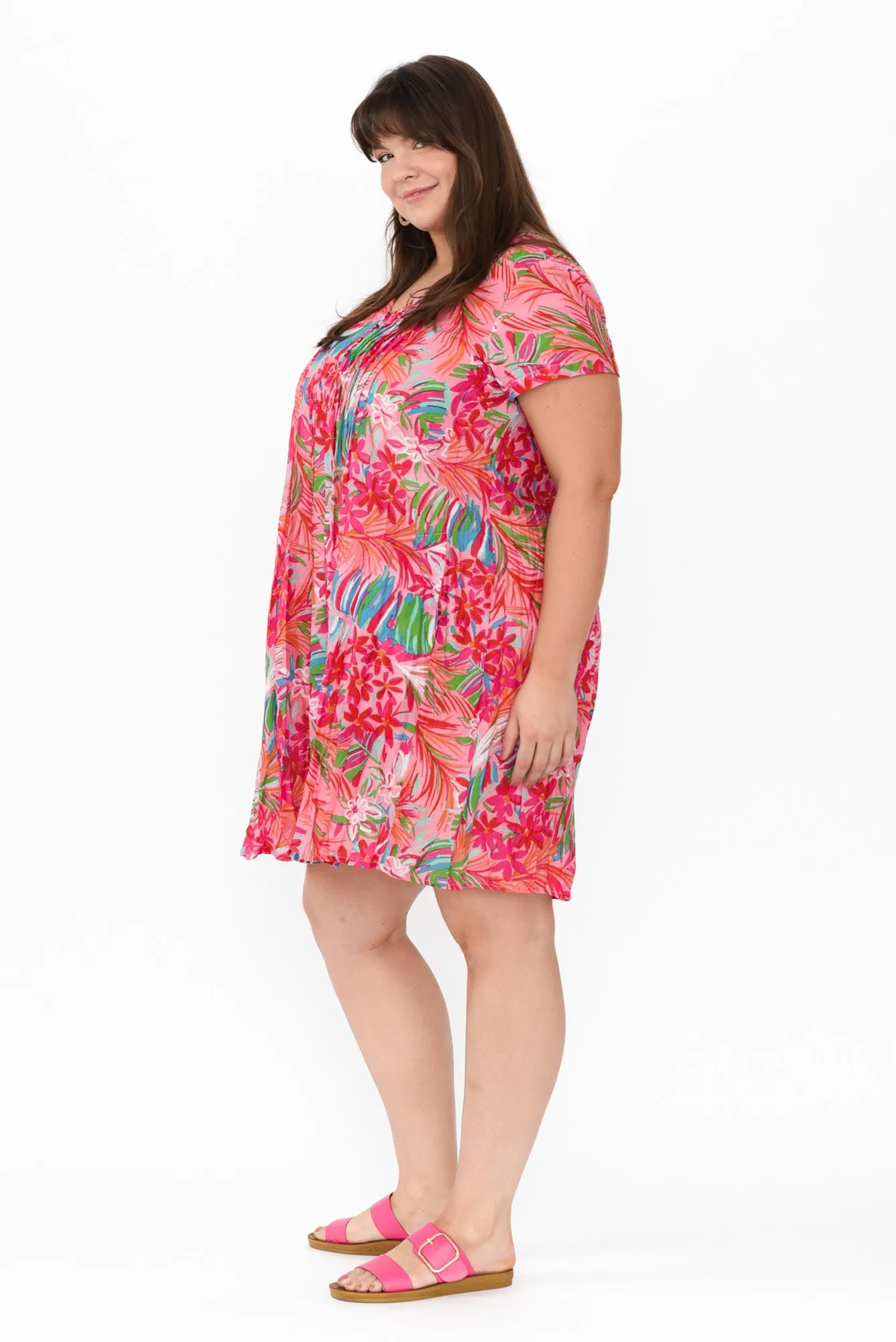 Sabina Pink Petal Crinkle Cotton Dress