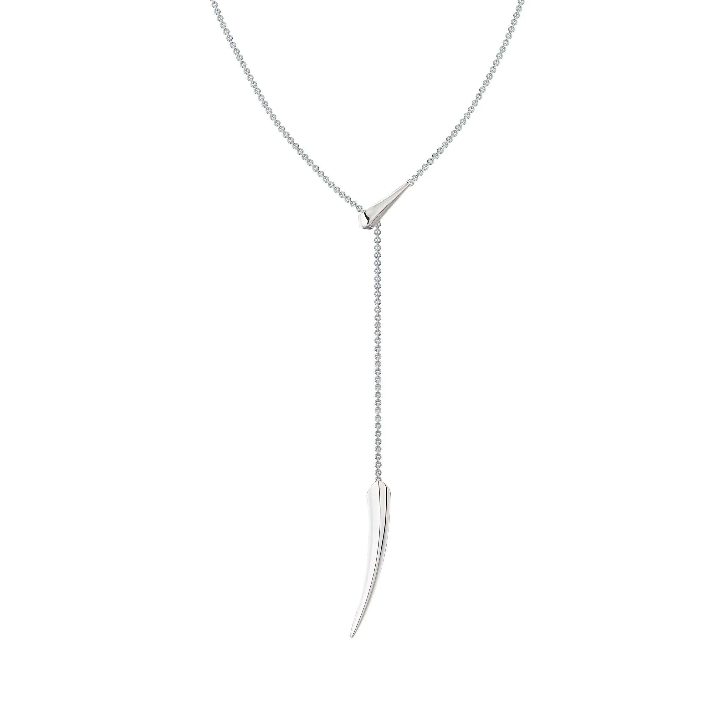 Sabre Deco Small Drop Necklace - Silver