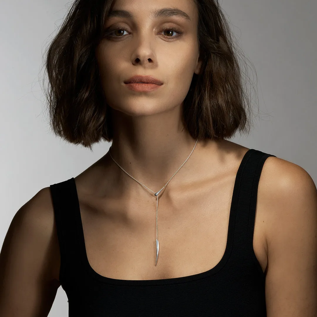 Sabre Deco Small Drop Necklace - Silver