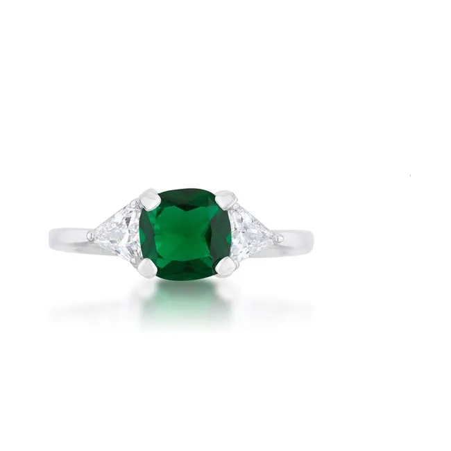 Shonda Three Stone Emerald Green Engagement Ring | 1.8ct