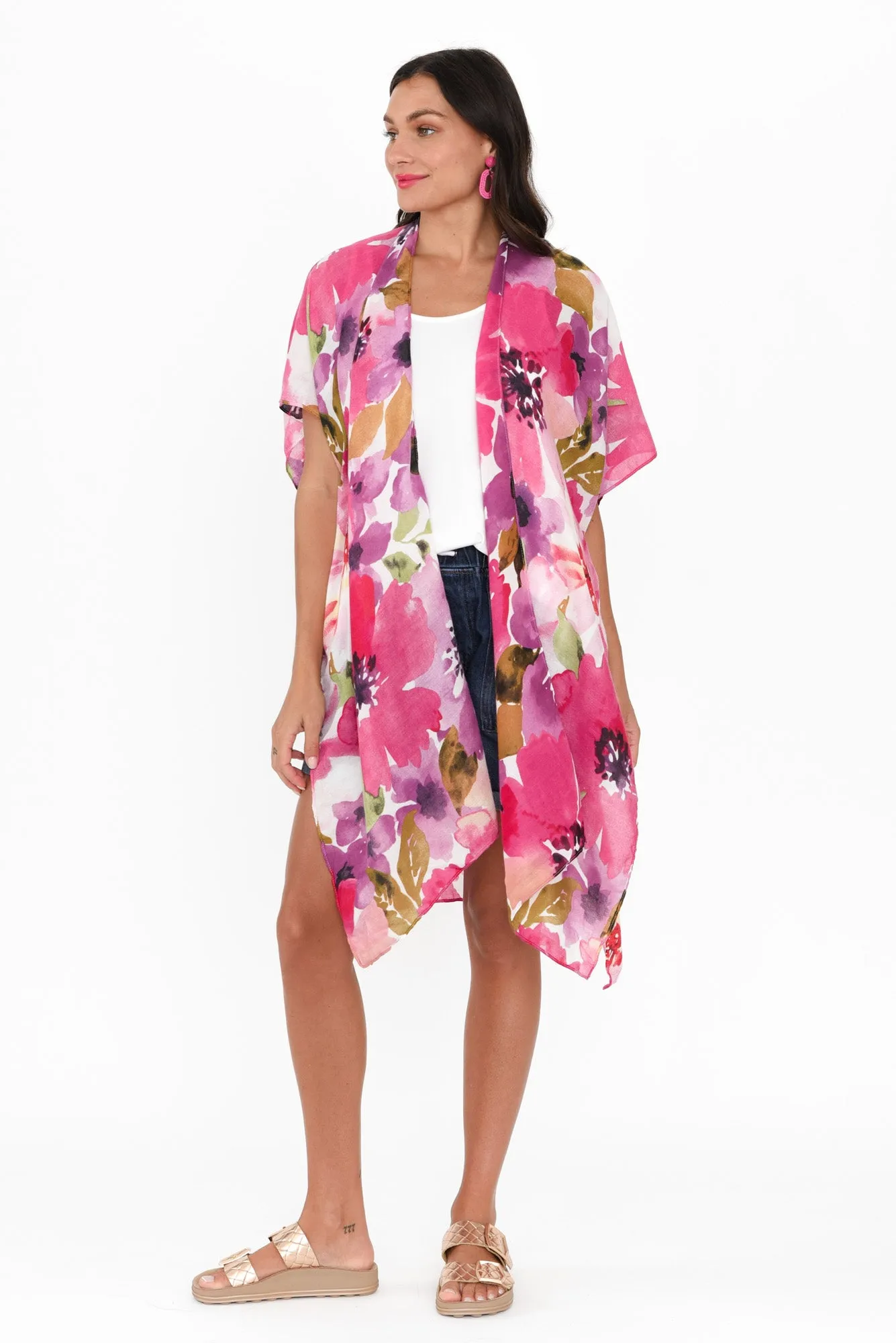 Shontay Pink Floral Kimono