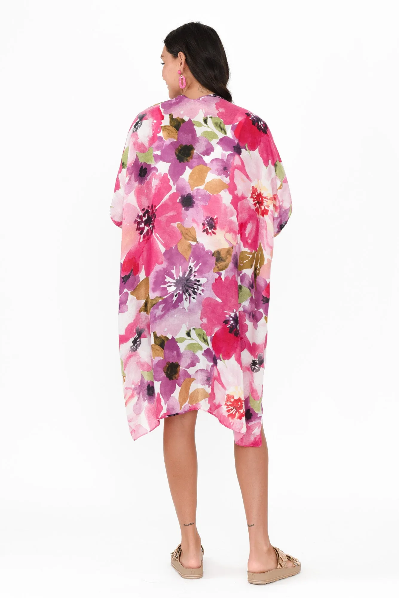 Shontay Pink Floral Kimono