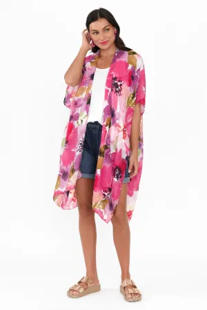 Shontay Pink Floral Kimono