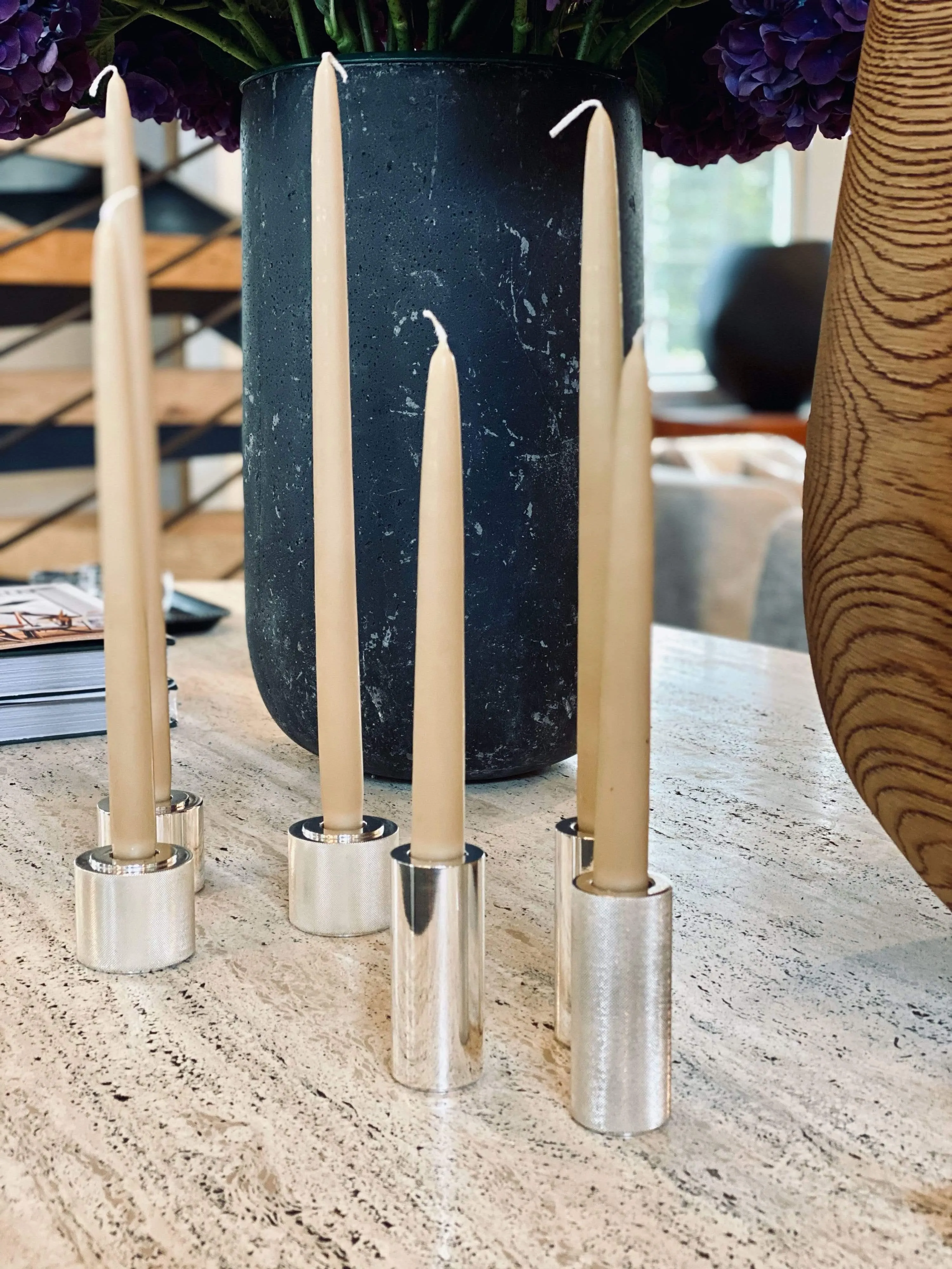 Silver Plated Smooth Lux Candle Holder Set by Klaar Prims