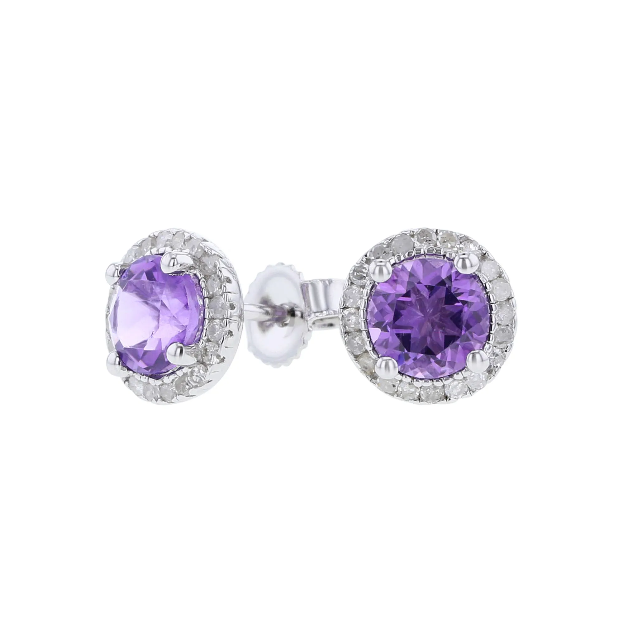 Silver Sprinkle Amethyst & Diamond Earrings