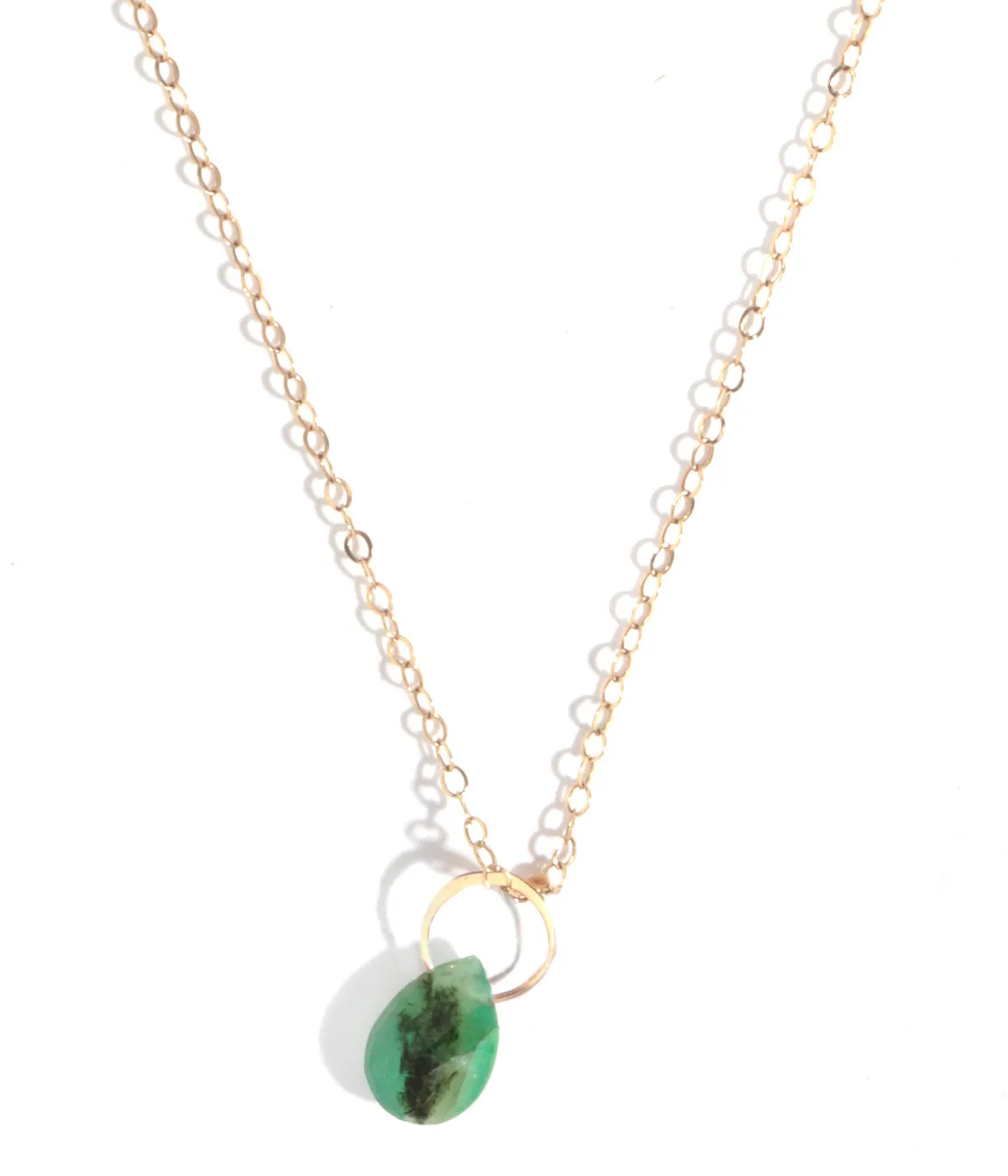 Single emerald drop necklace