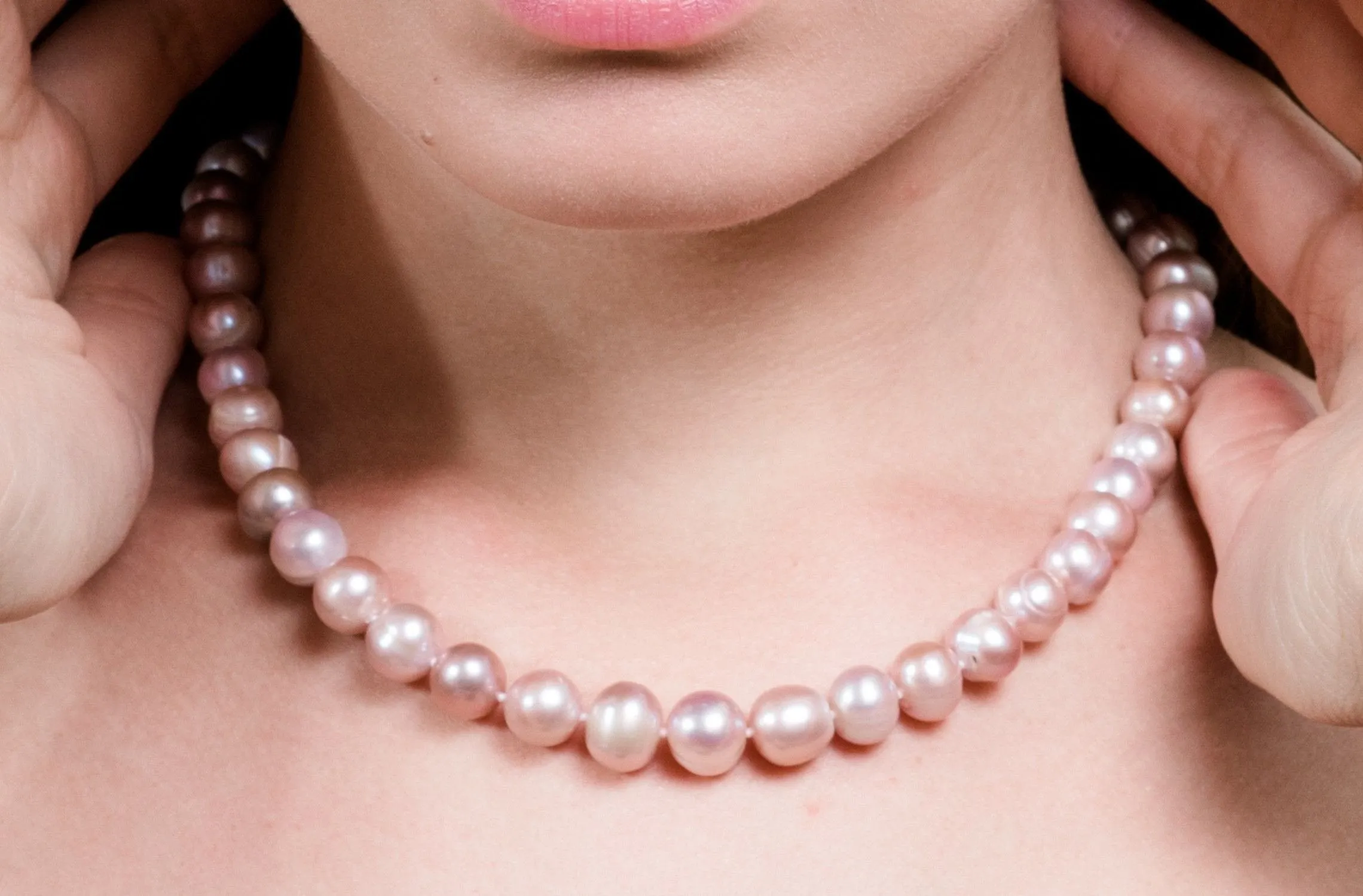 Single Strand Pink/Purple Freshwater Pearl Necklace 9-10mm