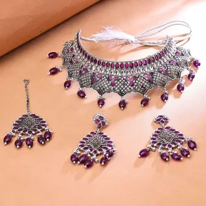 Sukkhi Awesome Oxidised Choker Necklace Set For Women