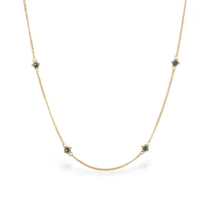 Textile Gold Necklace in Blue Diamond