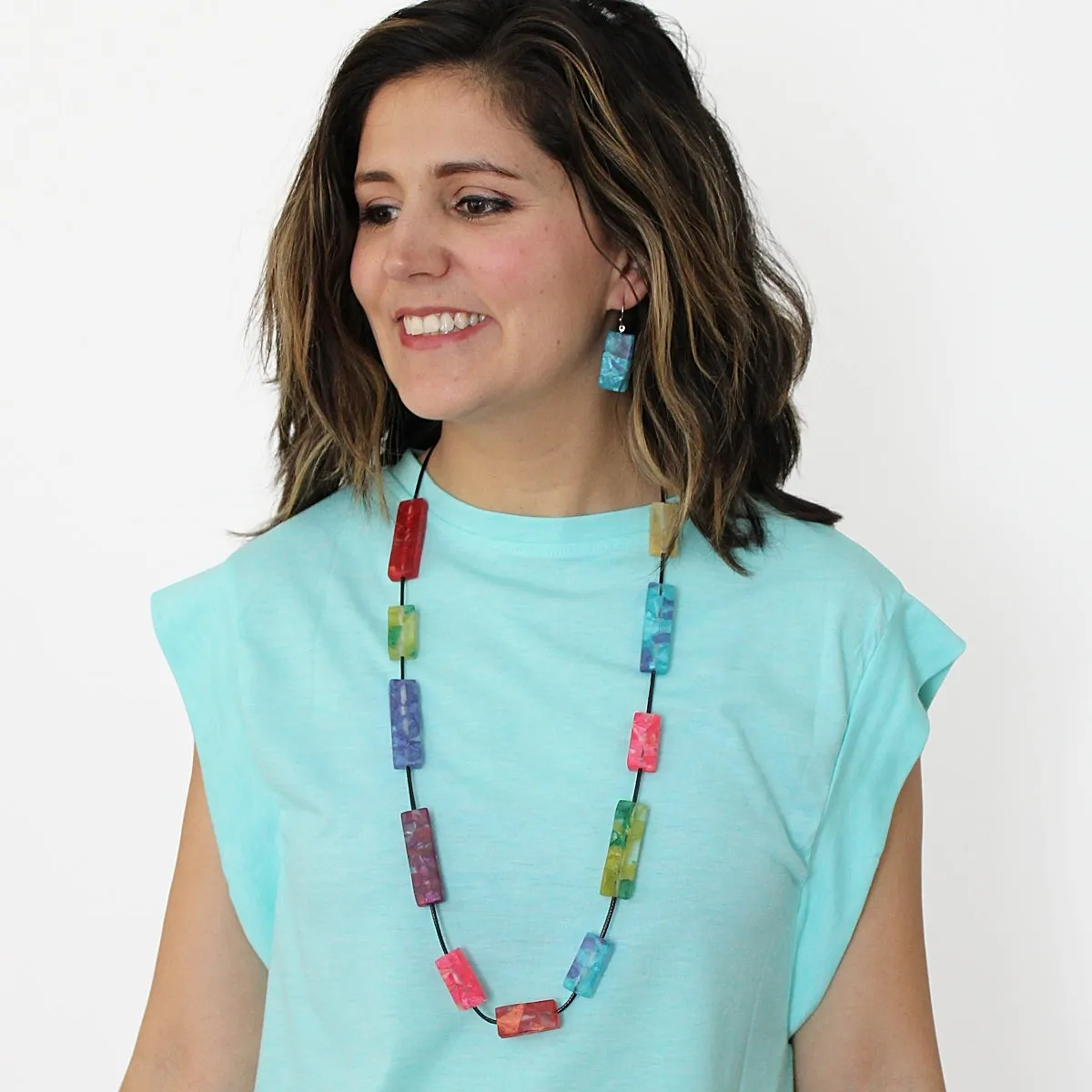 Vega Multi-Color Rectangular Necklace