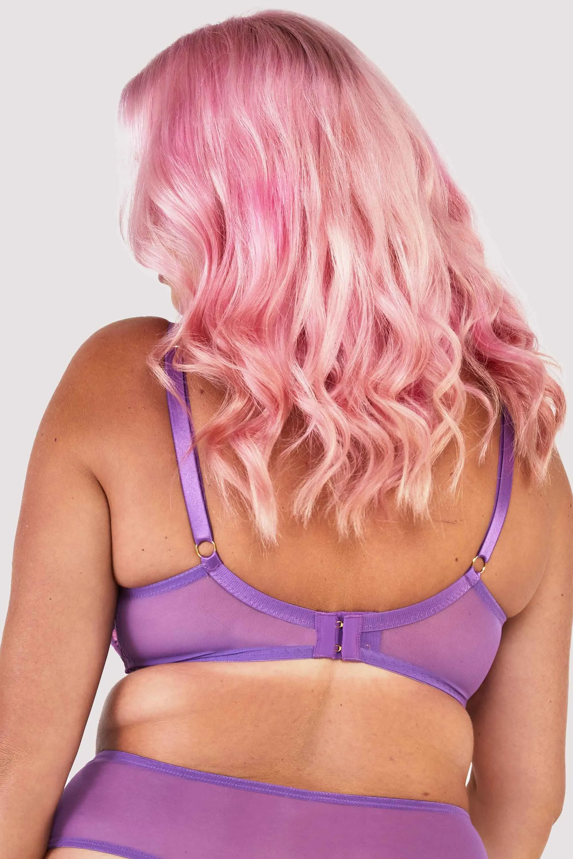 Walpole Purple Embroidered Strappy Balconette Bra