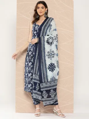 Women's Viscose Floral Printed Straight Kurta Pant With Dupatta